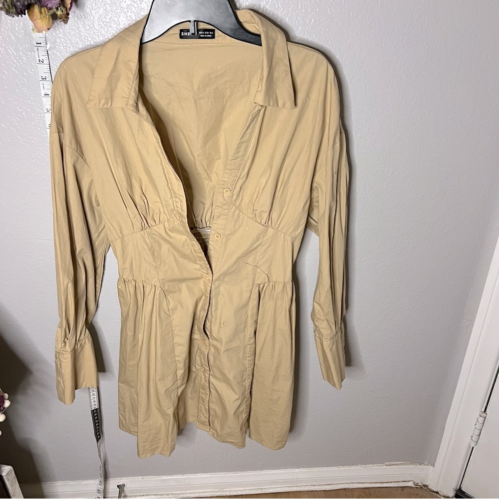 NWoT SHEIN | khaki button up corset mini dress, size 6.
